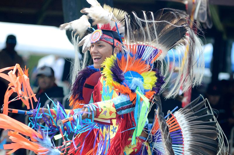 Barran Waapoose celebrates after dancing on Saturday, Aug. 10, 2024 during the 31st annual Odawa Homecoming Pow Wow in Harbor Springs.