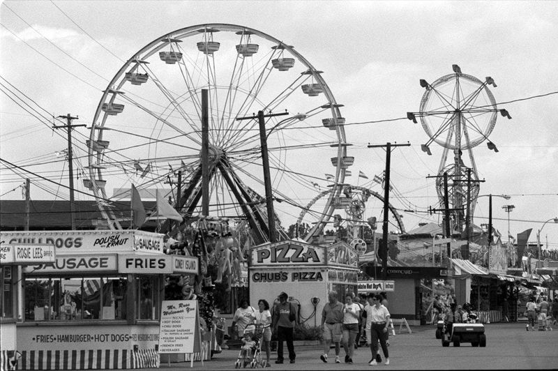 The midway on the Michigan State Fairgrounds as the fair celebrates its 150th anniversary in 1998.