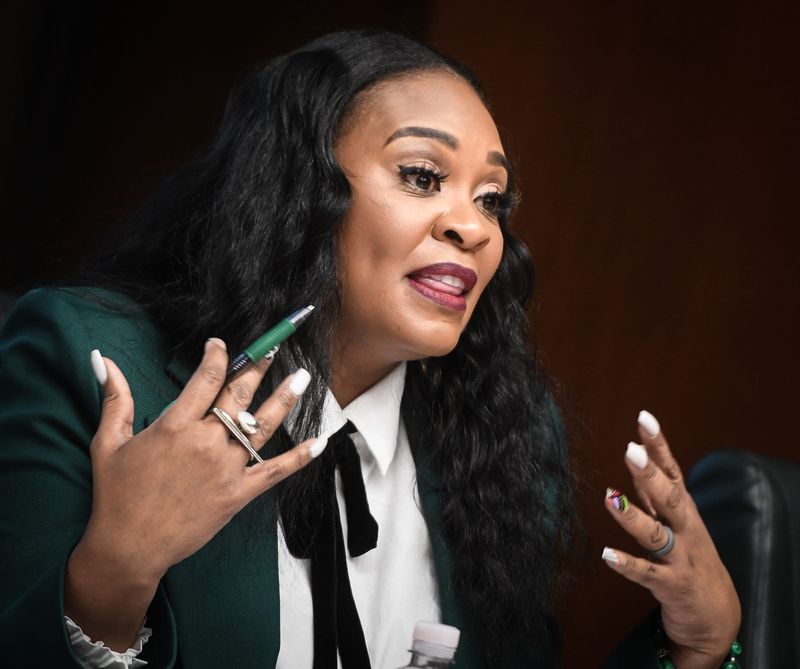 MSU board of Trustees Chair Rema Vassar, pictured Friday, April 21, 2023, during the Michigan State University Board of Trustees meeting at the Hannah Administration Building.