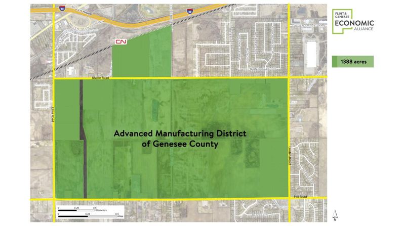 A slide about a megasite in Mundy Township was presented by the Flint & Genesee Economic Alliance to the Michigan House Appropriations Committee on June 20, 2024.