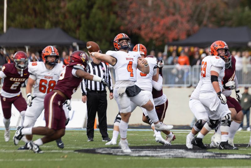 The Hope College Flying Dutchmen take on the Calvin Knights in football for the first time ever at Grand Rapids Christian on Saturday, Nov. 9.