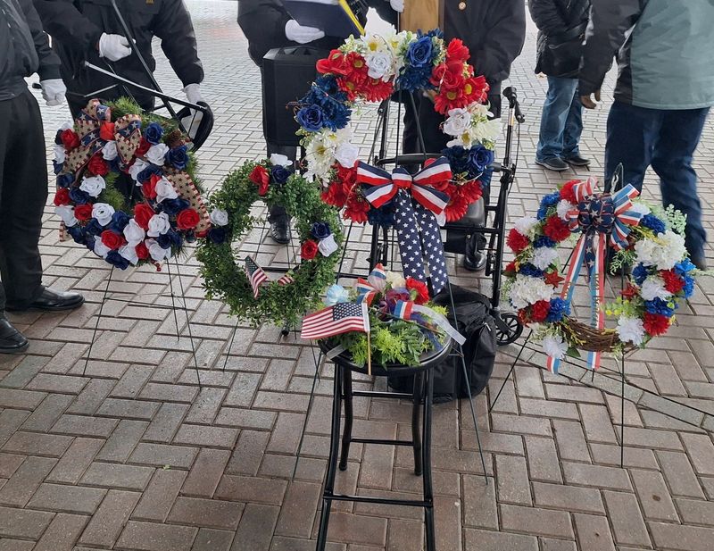 Wreaths were presented to remember the service and sacrifice of those who served in the military during the 2024 Veterans Day ceremony in Gaylord.