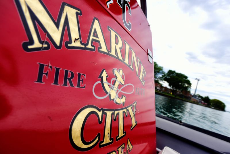 The Marine City Fire Department rescue boat on the St. Clair River in Marine City on Monday, June 13, 2022.