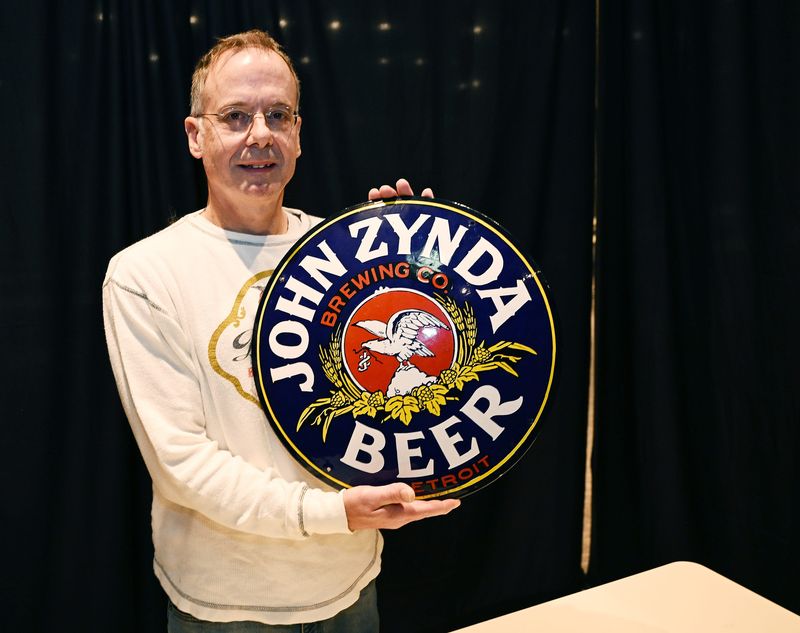 Craig Cibulka with one of his Trash or Treasure items during Homestyle's Trash or Treasure event at Michigan Design Center in Troy.