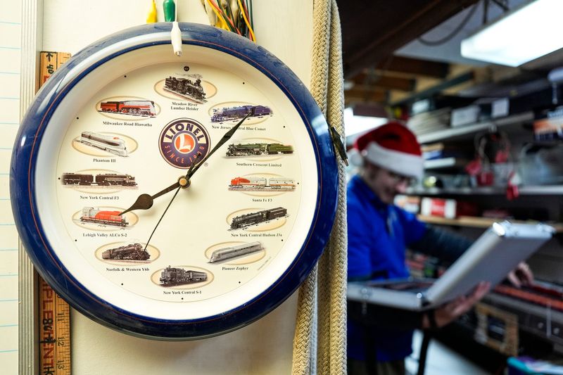 A Lionel train clock at the Ann Arbor Model Railroad Club at Dexter Depot in Dexter on Wednesday, Dec. 4, 2024.
