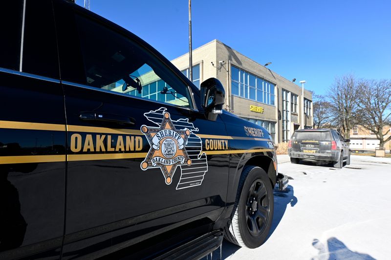An Oakland County Sheriff’s Department vehicle is parked outside the OCSD Pontiac Substation, Thursday, Jan. 9, 2024, in Pontiac, Mich.