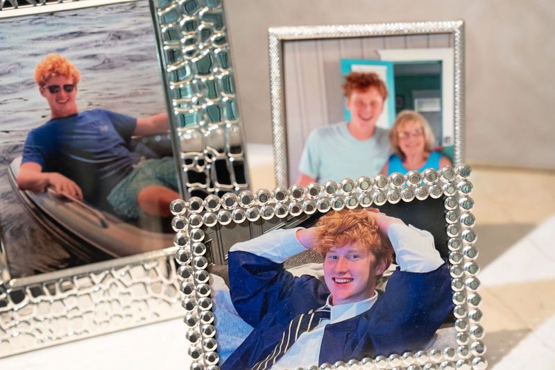 Photos of the late Flynn MacKrell, 18, at his family's home in Grosse Pointe on Friday, July 26, 2024, who was killed in a car crash in 2023 after his friend crashed into a lamp post at 105 mph.
