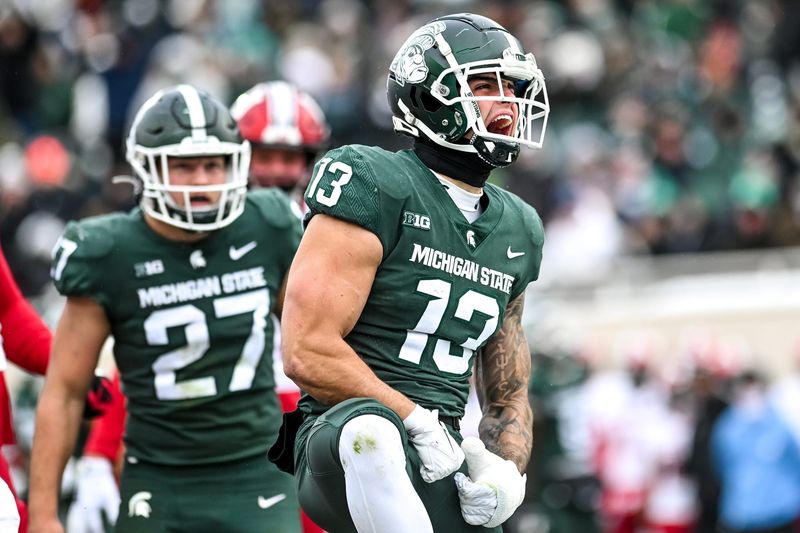 Michigan State's Ben VanSumeren celebrates after sacking Indiana's Dexter Williams II during the second quarter on Saturday, Nov. 19, 2022, at Spartan Stadium in East Lansing.

221119 Msu Indiana 122a