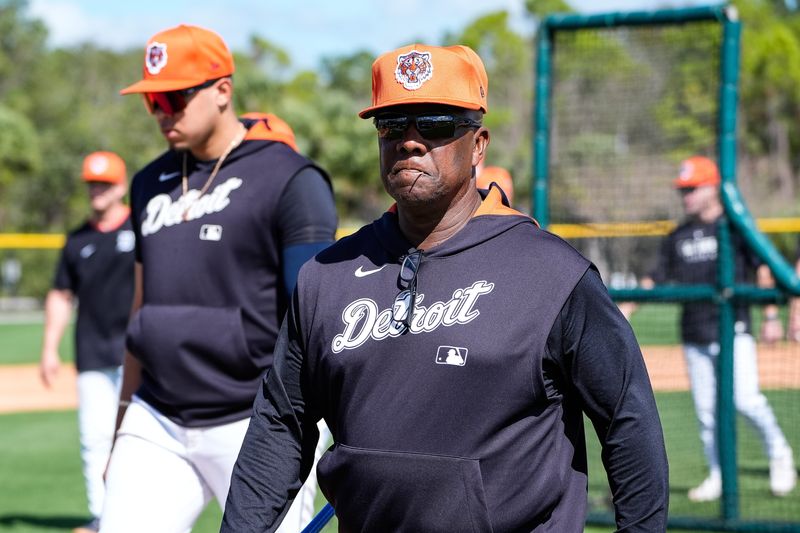 Detroit Tigers major league coach Gary Jones walks off the field after practice during spring training at TigerTown in Lakeland, Fla. on Saturday, Feb. 15, 2025.