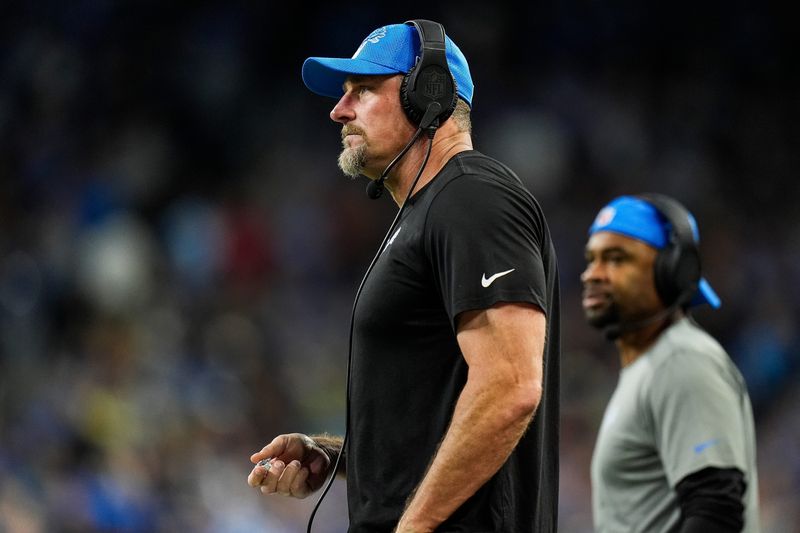 Detroit Lions head coach Dan Campbell watches a play against Seattle Seahawks during the first half at Ford Field in Detroit on Monday, Sept. 30, 2024.