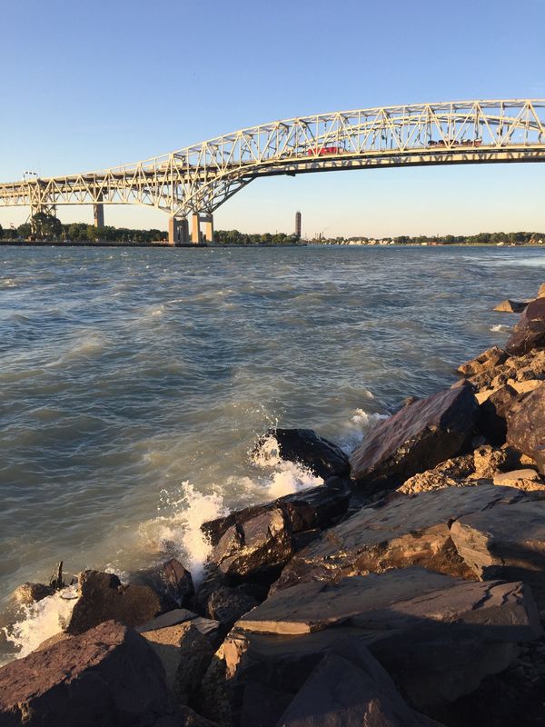 The Blue Water Bridge glistens in the sunshine July 25, 2017.