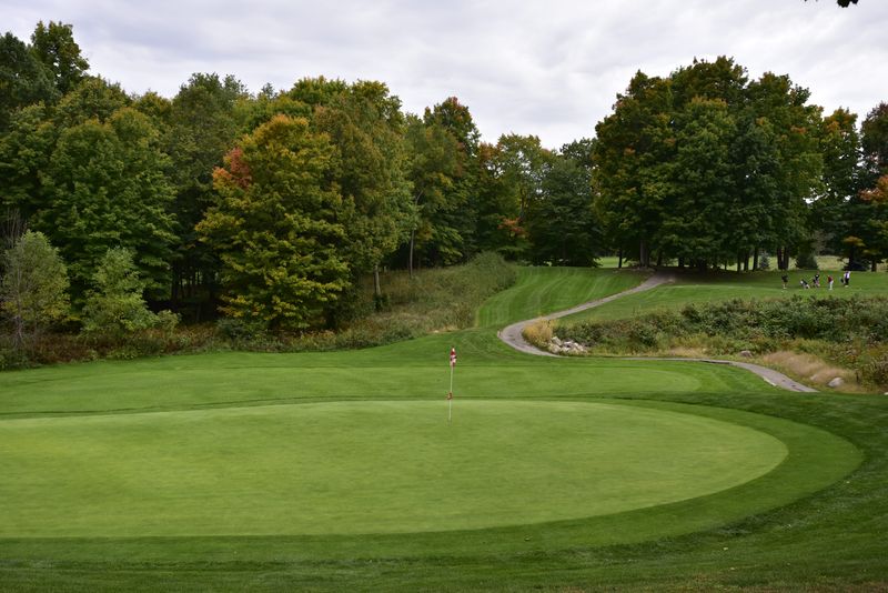 The Almont girls golf team holds a practice round at Heather Hills Golf Club in Romeo on Thursday, Oct. 6, 2022. The Raiders will compete in the Division 4 state finals on Oct. 14.