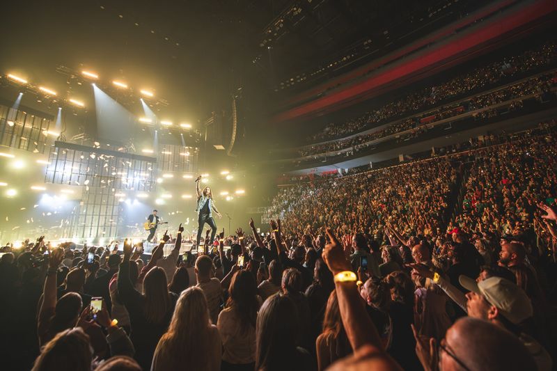 A concert crowd at Little Caesars Arena in Detroit.
