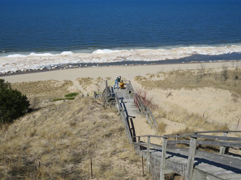 Laketown Township is examining multiple options for replacing a set of stairs leading to Lake Michigan, which were closed and later removed earlier this year.