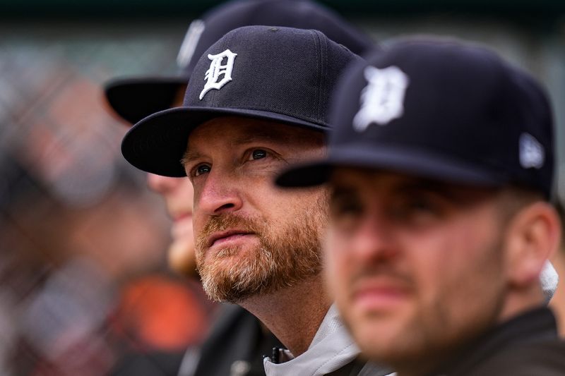 Detroit Tigers pitcher Alex Cobb watches a play against Chicago White Sox during the third inning of home opening day Comerica Park in Detroit on Friday, April 4, 2025.