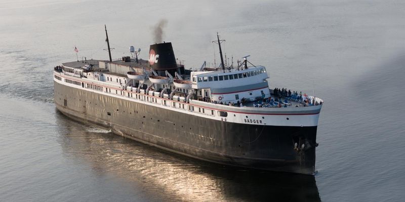 The Lake Michigan car and passenger ferry SS Badger, seen here on the lake in a 2024 photo, is coming to Fincantieri Bay Shipbuilding in Sturgeon Bay on April 29 for repair work.
