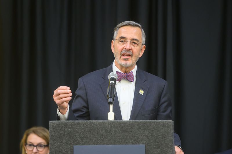 University of Michigan interim President Domenico Grasso, seen here in 2022 when he was chancellor of UM-Dearborn, said Blue Cross Blue Shield of Michigan isn't telling the full truth about its contract fight with Michigan Medicine.