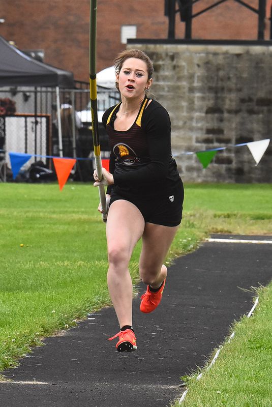 Becka Lethorn of Charyl Stockwell won pole vault at the Lutheran Westland Warrior Invitational.