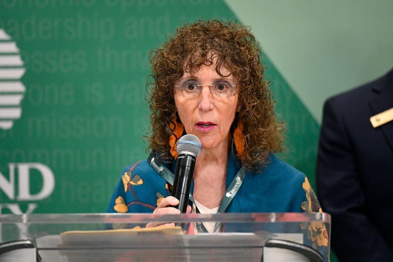 Oakland University President Ora Pescovitz, seen here in May 2025, told The Detroit News she plans to donate $1 million of her own money to Oakland University to fill in gaps because state aid is inadequate to meet the university's needs.