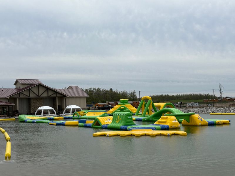 Inflatable Wibit obstacle course at Alpen Bluffs Outdoor Resort in Gaylord.
