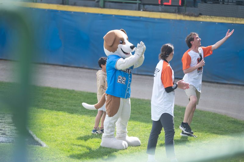 Battle Jacks mascot Russell on the field during a game against Lakeshore at C.O. Brown Stadium on Tuesday, May 27, 2025.