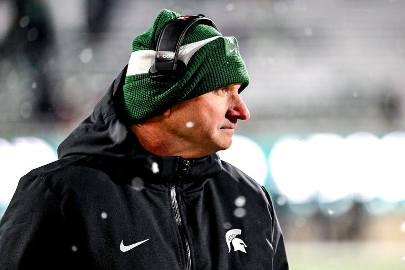 Michigan State's head coach Jonathan Smith looks on from the sideline during the third quarter in the game against Rutgers on Saturday, Nov. 30, 2024, at Spartan Stadium in East Lansing.