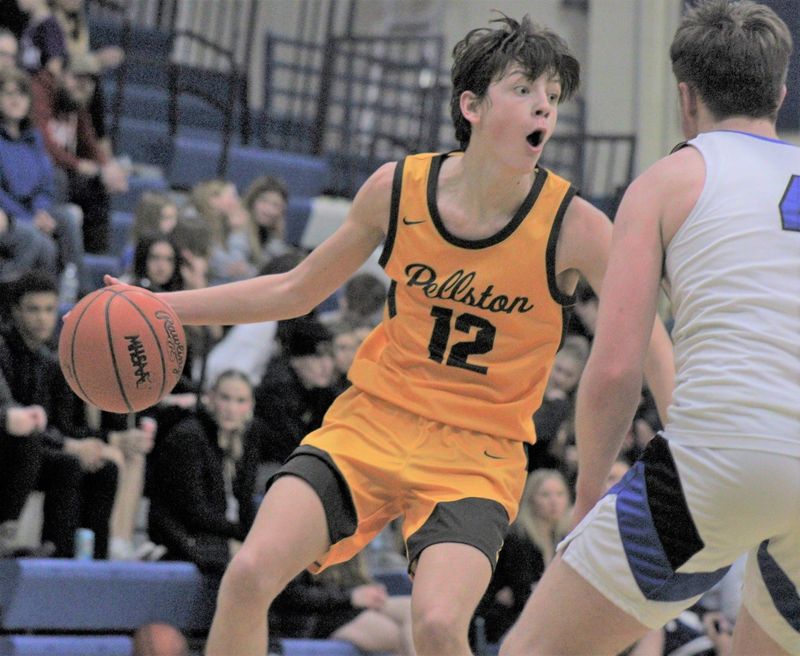 Pellston's Josh Grondin (12) looks to make a decision during a past boys basketball game at Inland Lakes. Pellston will be hosting a 3-on-3 basketball tournament on Saturday, July 19.