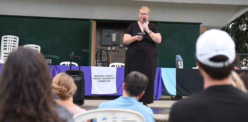 Amelia Lehto spoke about her work bringing awareness to the lives affected by suicide at a previous Suicide Awareness, Prevention and Remembrance Vigil and Gathering at St. Mary's Park in Monroe. This year's vigil is Sept. 9.