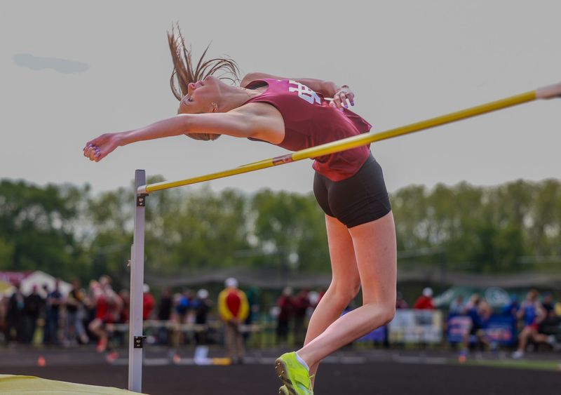 Holland Christian's Camryn Siegers won the high jump at the MITCA Division 2 team state meet on Saturday.