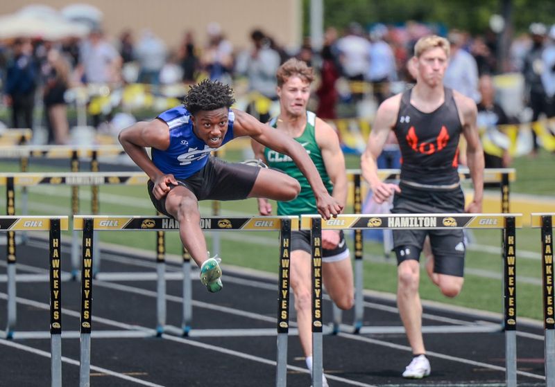Harper Creek's DJ Wood won the 110 and 300 hurdles at Division 2 state track championships at Hamilton High School on Saturday, May 31.