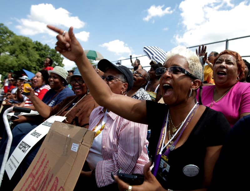 Lory Parkes, 52, of Detroit, takes part in a rallying cry against the state takeover Belle Isle on Aug. 1, 2012. Columnist Darren Nichols worries that the frustrations of Detroiters going back to the days of state-appointed emergency management may cloud the process of picking Detroit’s next mayor.
Eric Seals, Detroit Free Press