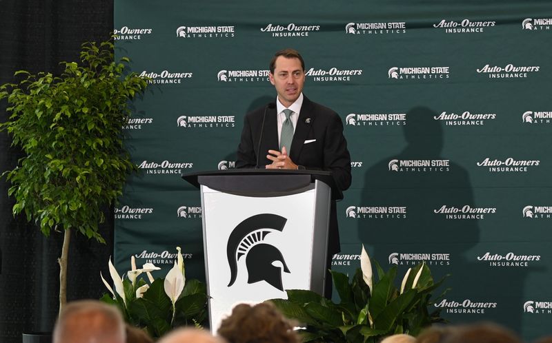 Michigan State Athletic Director J Batt speaks, Wednesday, June 4, 2025, after being introduced as the Spartanâ€™s new athletic director.