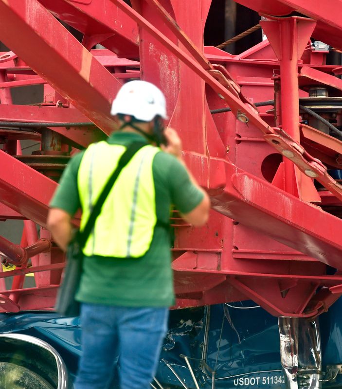 The scene on Thursday morning following the Wednesday crane collapse that resulted two deaths. Among those at the scene were members of OSHA, and other agencies.The incident happened at the construction of the new Health First Cape Canaveral Hospital, located in Merritt Island, during high winds and rain.