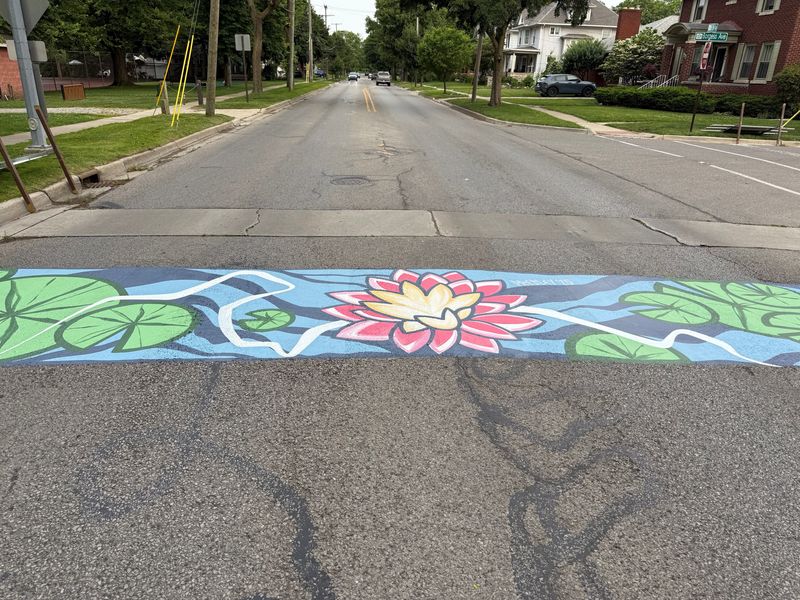 The crosswalk near St. Mary's Park sports a new coat of paint.