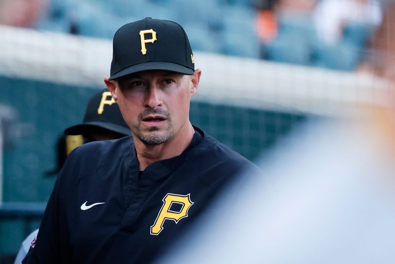 Pittsburgh Pirates manager Don Kelly in the dugout before the game against the Detroit Tigers at Comerica Park in Detroit on Tuesday, June 17, 2025.