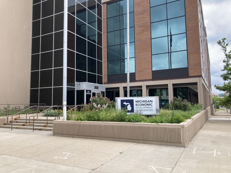 The headquarters of the Michigan Economic Development Corporation at 300 N. Washington Sq. in downtown Lansing appeared mostly empty on June 16, 2025.
