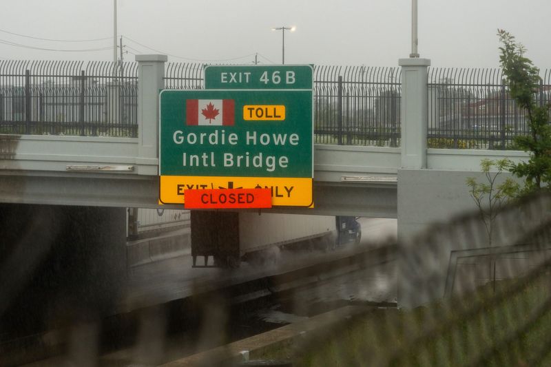 A Gordie Howe International Bridge sign on the Clark Street overpass on Interstate 75 in southwest Detroit on Wednesday, June 18, 2025.