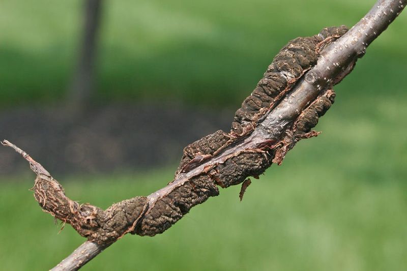 Black knot fungal growth occurs primarily on the current year’s growth.