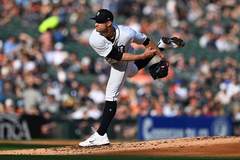 Detroit Tigers starting pitcher Jack Flaherty (9) throws a pitch against the Athletics in the second inning at Comerica Park in Detroit on Wednesday, June 25, 2025.