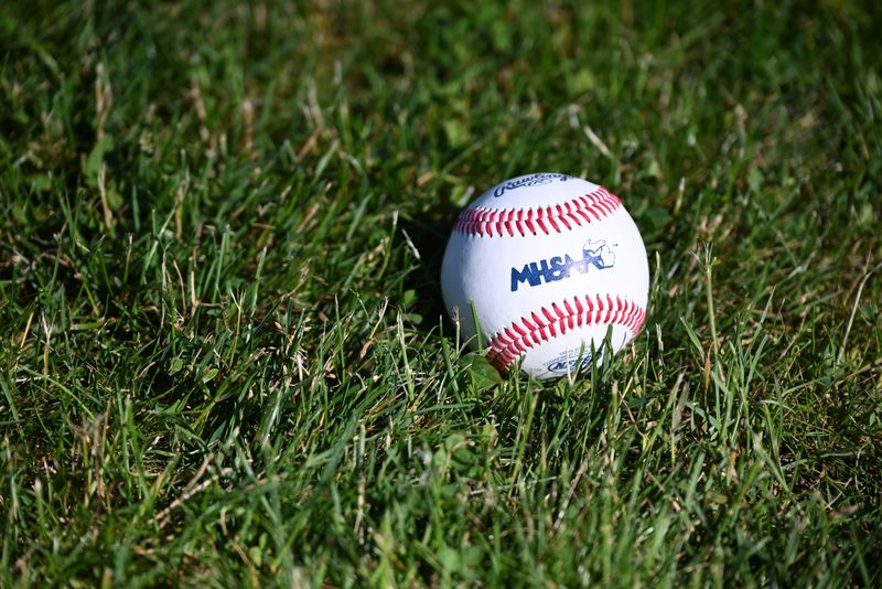A baseball sits in foul territory at Richmond High School on Monday, June 23, 2025.