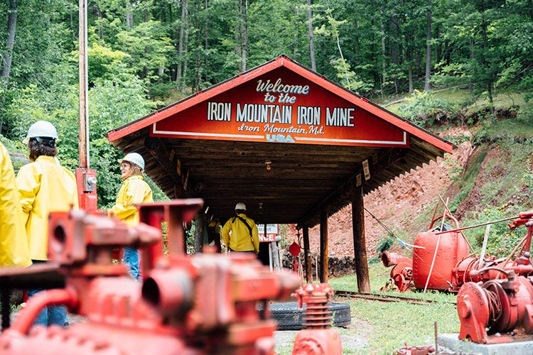 Exterior of Iron Mountain Iron Mine mine train in Vulcan, Michigan.