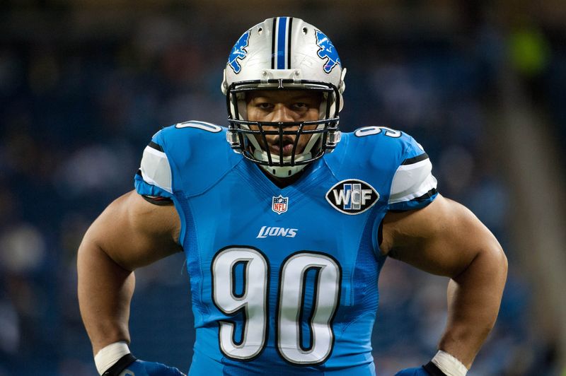 Dec 14, 2014; Detroit, MI, USA; Detroit Lions defensive tackle Ndamukong Suh (90) before the game against the Minnesota Vikings at Ford Field.