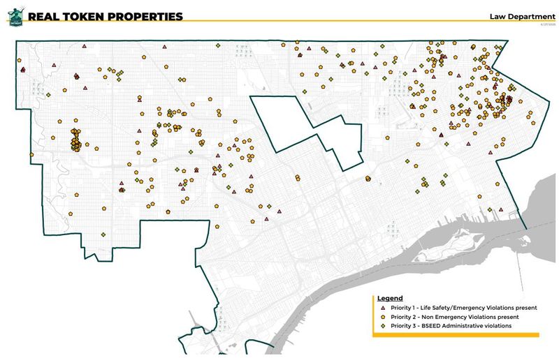 A map of Real Token properties across the city of Detroit.