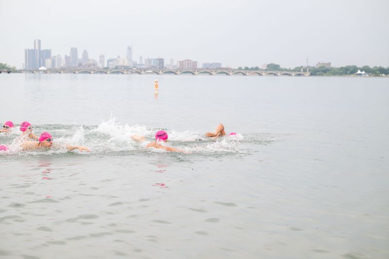 Swimmers take part in the 2024 Swim Across America on Belle Isle, Detroit. The next fundraiser race takes place July 11, 2025.