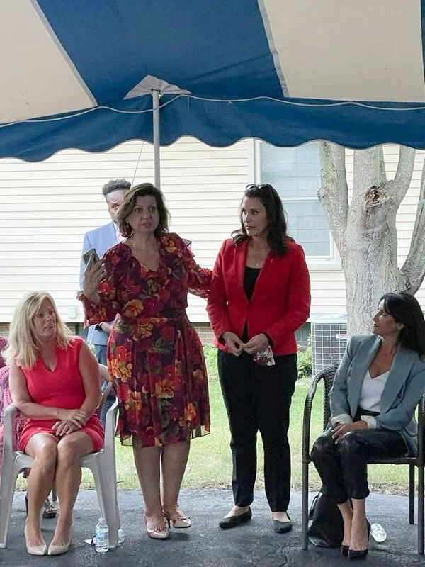 Fay Beydoun and Michigan Gov. Gretchen Whitmer are seen in this photo posted to Facebook by Beydoun on Sept. 17, 2021. The post says Beydoun hosted Whitmer at her home for two seperate events to discuss political issues.