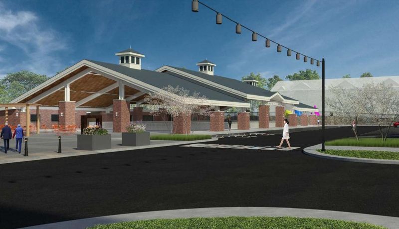A rendering of the planned pavilion at Howell's Fire and Ice Depot District.