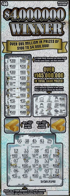 A Wayne County man recently won $4 million on a Michigan Lottery instant ticket purchased in Ann Arbor.