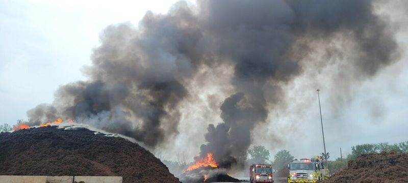 The fire began in a pile of scrap metal in the factory.