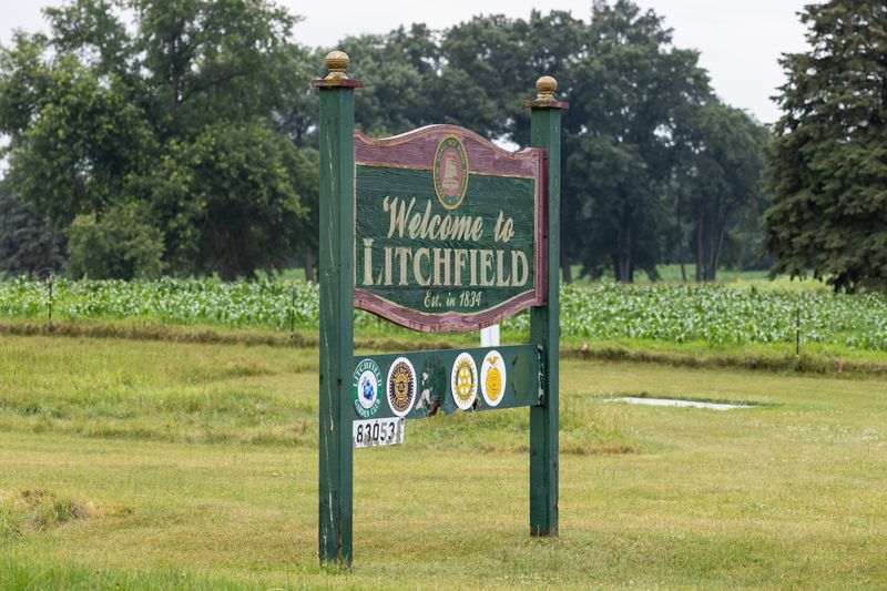 Litchfield welcome sign stock photo.