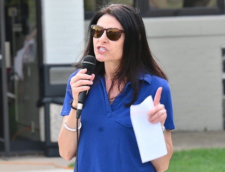 Attorney General Dana Nessel urged the people to continue to speak out and fight to against the Trump administration's policies and actions Saturday, July 12 at Four Corners Park in Coldwater.